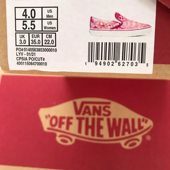 VANS Pink White Tie-Dye Slip-On Slide Tennis Shoes (Unisex) - Picture 10 of 10